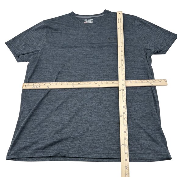 Under Armour Gray Loose Fit HeatGear Mens Athletic T-Shirt 2XL Short Sleeve - Picture 3 of 4